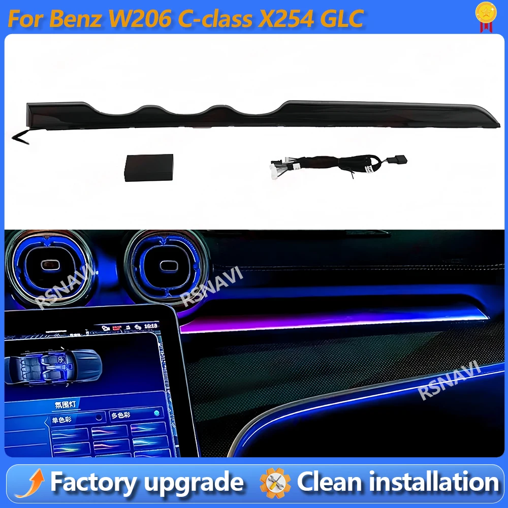 

64-цветная динамическая подсветка Copilot для Mercedes Benz W206 X254 GLC C-class, светодиодная декоративная подсветка для пассажиров, комплект для модернизации автомобиля.