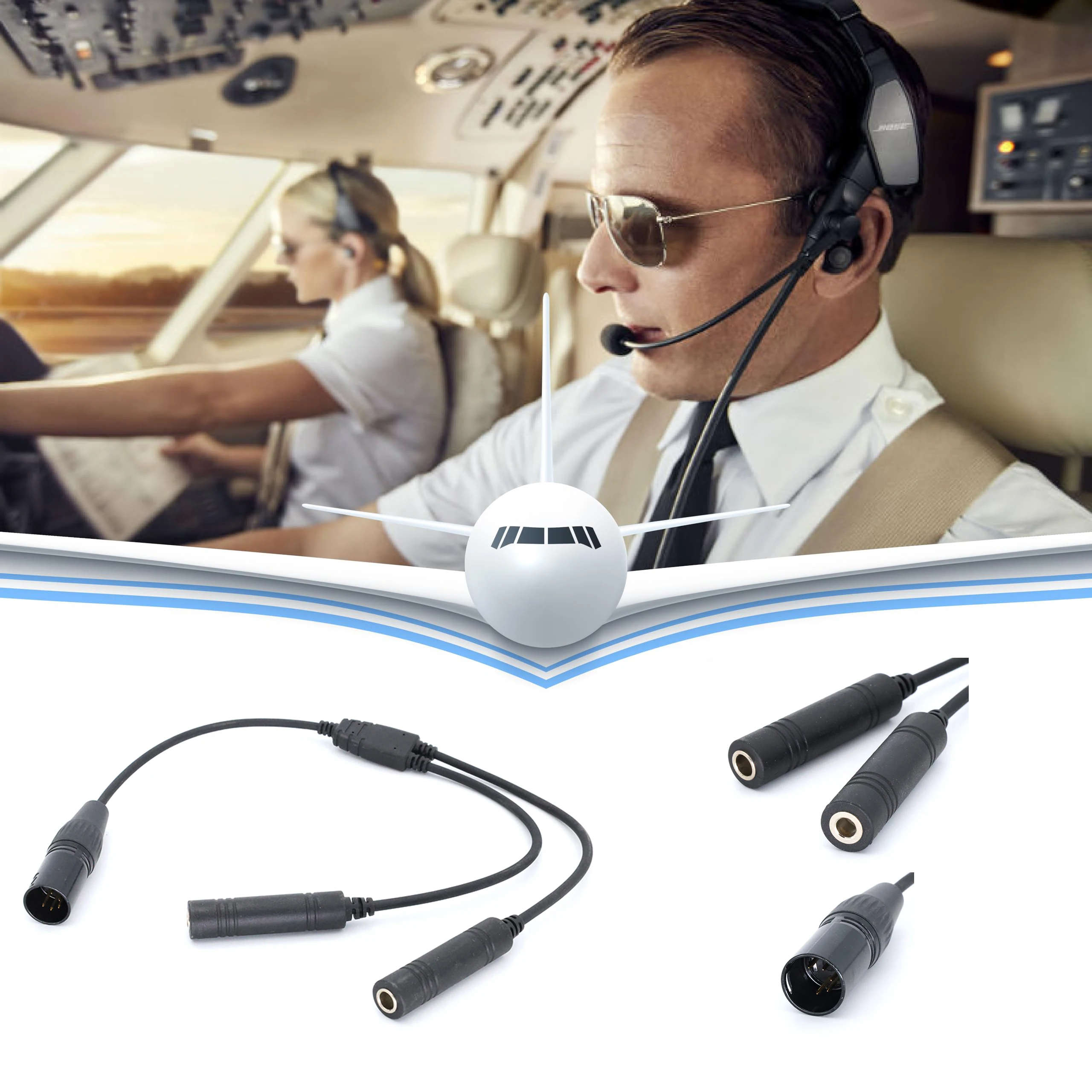 Professional GA-to-Airbus Adapter Cable | Maintains Original Impedance | Compatible with Standard Aviation Headsets