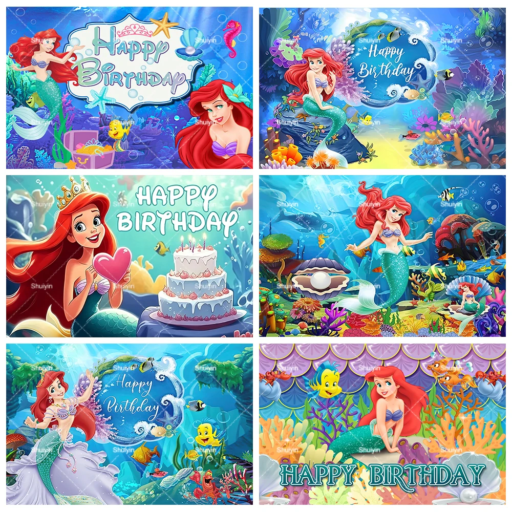 Fondo Decorativo de la Princesa Sirenita Bajo el Mar para Cumpleaños de Niña, Artículos de Fiesta, Pancarta de Regalo para Baby Shower de la Princesa Ariel