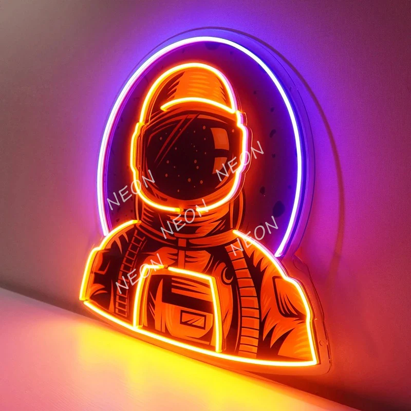 Imagem -03 - Astronauta Emblema Led Neon Sign Lights Feito à Mão Quarto Sala de Estar Arte Acrílica Personalizado Home Wall Decor