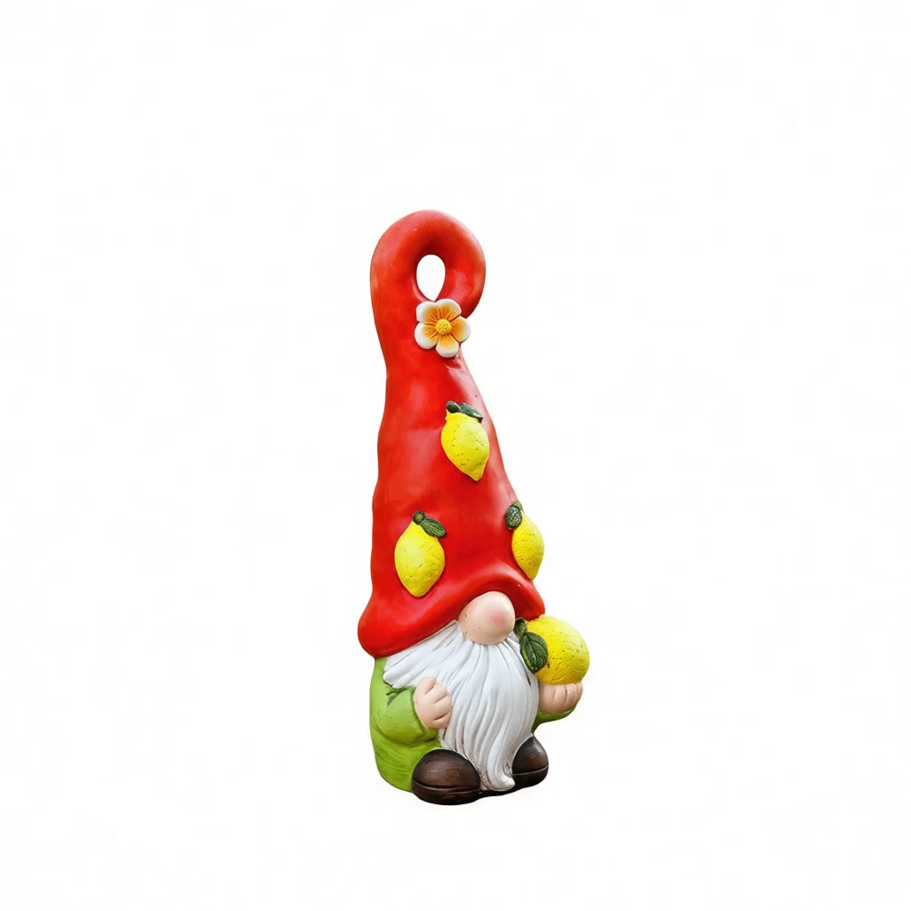Creative Terracotta Gnome Statue Lemon Garden Figurine Pastoral Design Home Living Room Tabletop Decor Accessory