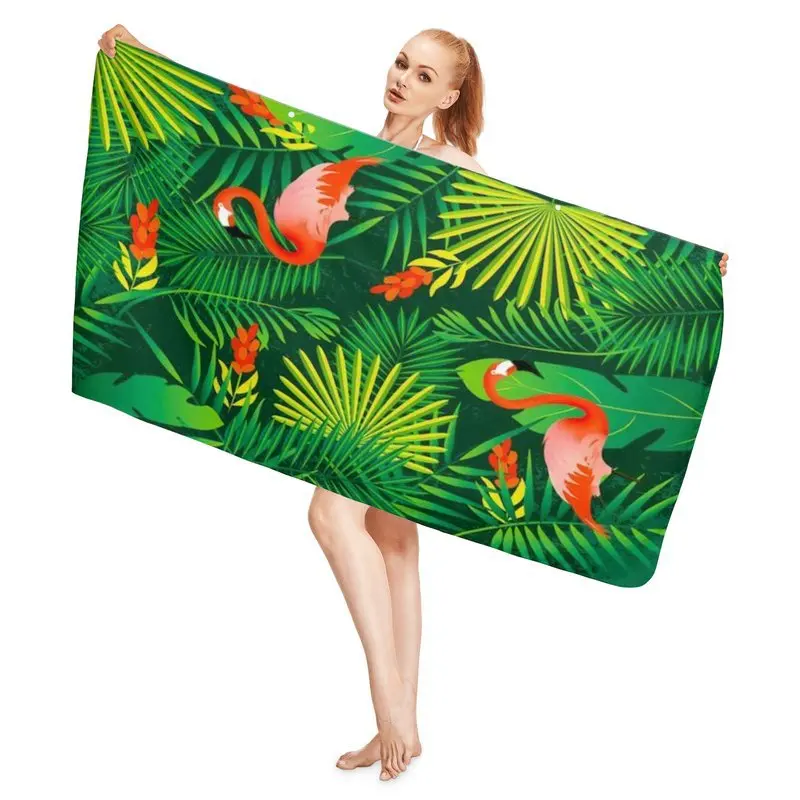 Absorbent Beach Towel Blanket for Yoga,Spa,Surf Swim,Tropical Leaves,Palm Flamingo Gift,Large,Microfiber,Drop Shipping, 80*160cm