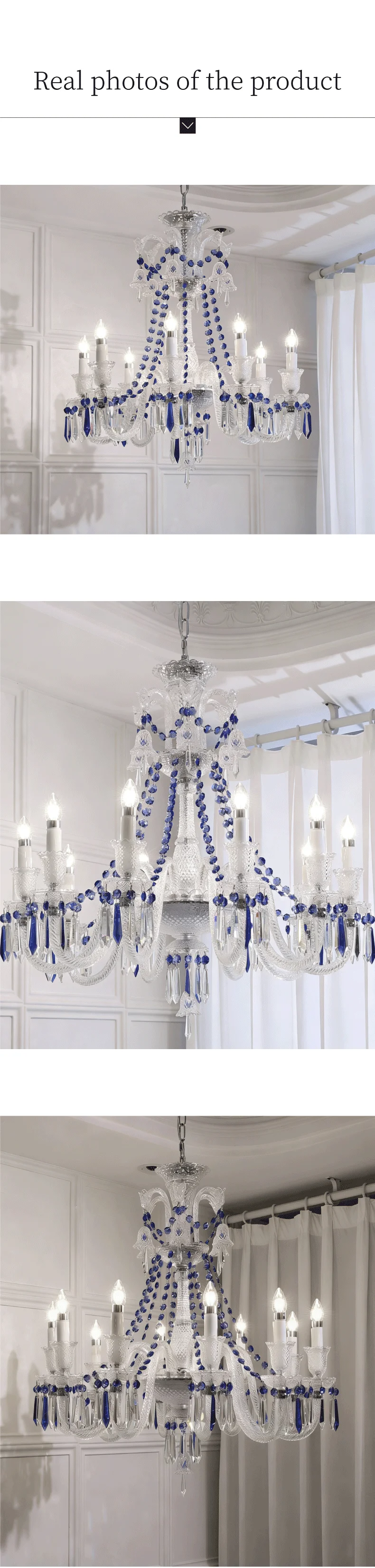 French White Candle E14 LED Chandelier Living Room K9