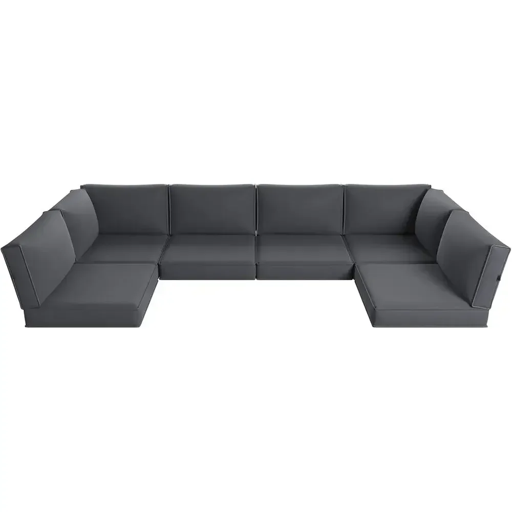 14-Piece Grey Outdoor Cushion Set, Deep Seat, Water-Resistant for Patio Furniture