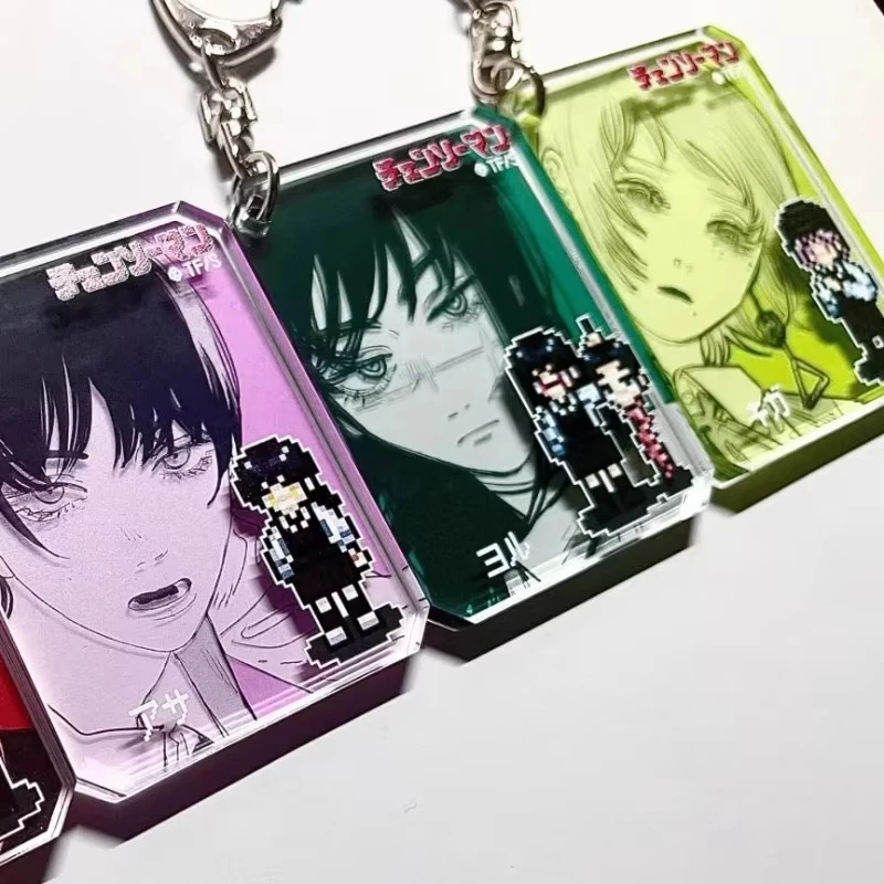 Anime Makima Mitaka Asa Cosplay Keychain Acrylic Keyring Unisex Key Chain Backpack Decoration Party Prop