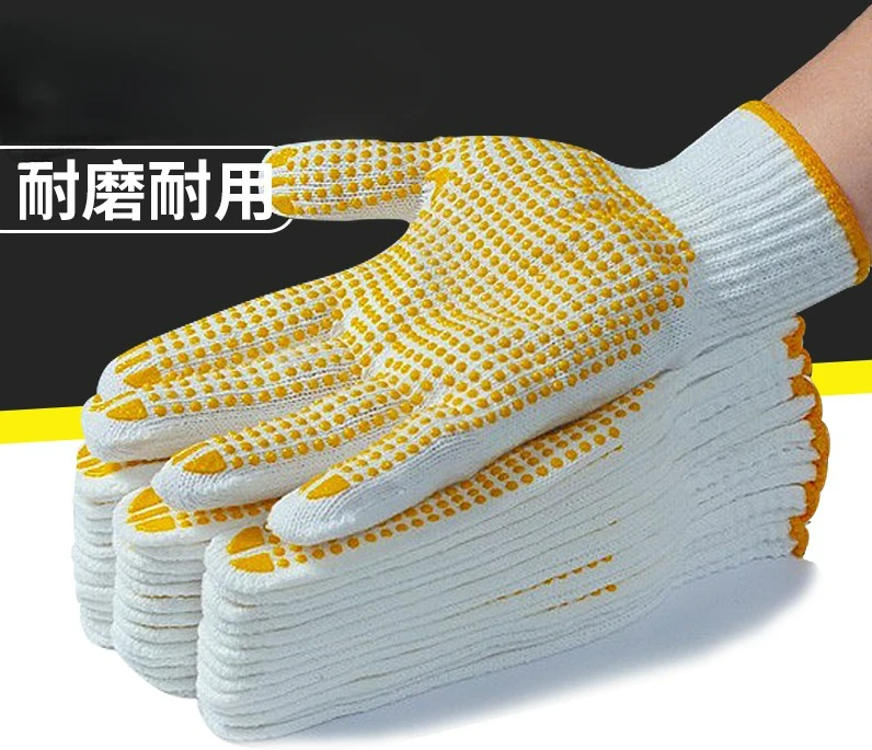 cotton yarn thickened non-slip men's construction site labor labor wear-resistant rubber dots rubber tools women's work gloves