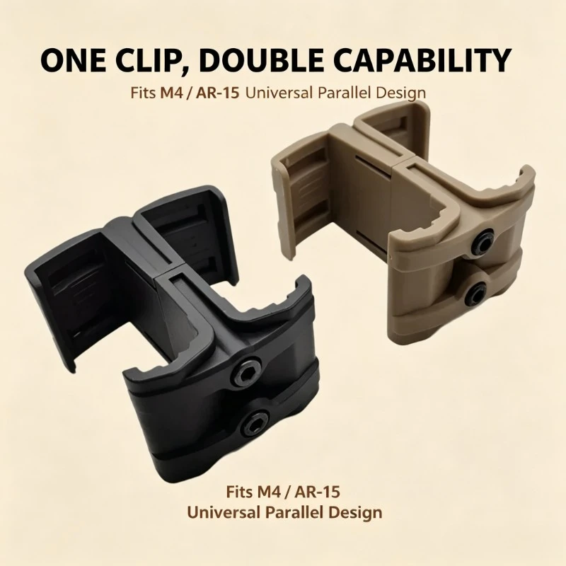 Universal Dual Magazine Coupler Unit, Parallel Link Clip for Outdoor Interactive Field Game Demands