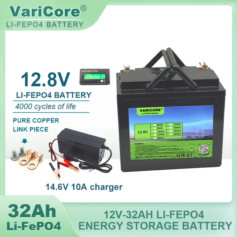 

VariCore 12V 32Ah LiFePO4 battery 12.8V Lithium iron phospha For RV Campers inverter Car lighter Batteries Solar Wind batteries