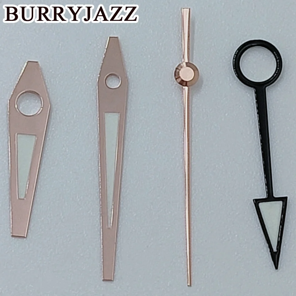 BURRYJAZZ NH34 GMT Uhrzeiger Silber Schwarz Gold Roségold Schwarz Grau Zeiger Grün Leuchtend – Detail 9