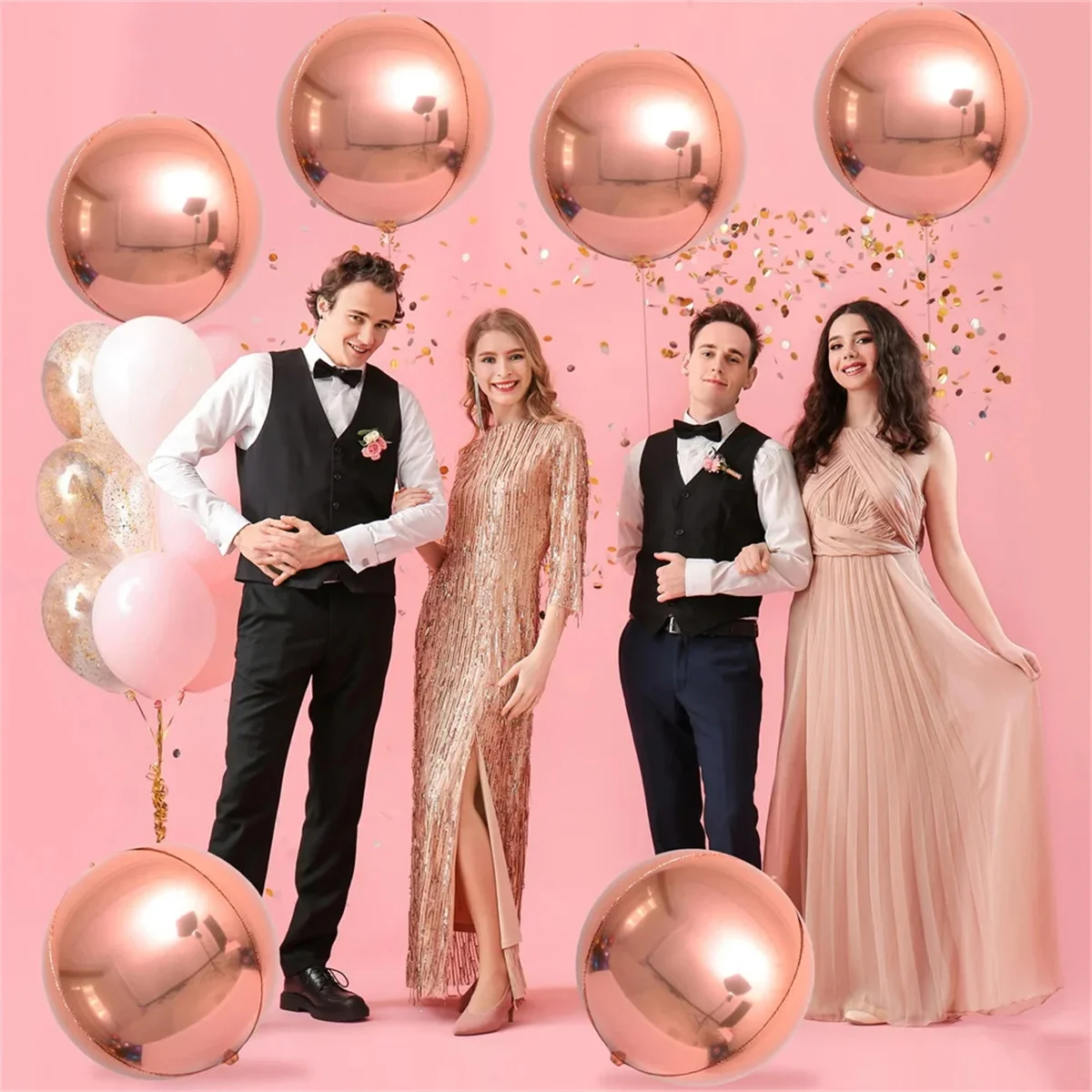 Palloncini con sfera in foil 4D da 5/10 pezzi, palloncini in Mylar placcati in argento oro rosa rotondi grandi per decorazioni per feste di compleanno, 22 pollici