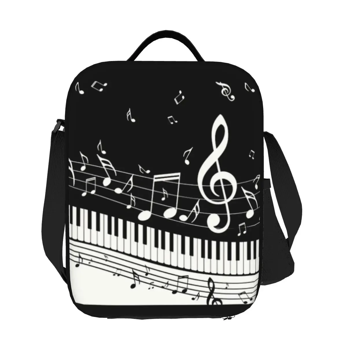 Bolsa de almuerzo con aislamiento de Piano y nota musical para mujeres y niños, enfriador reutilizable, caja Bento térmica para el trabajo y la escuela