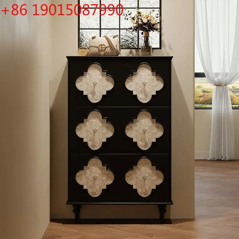 Cream ultra-thin tipping bucket shoe cabinet household simple door modern entrance entrance multi-functional