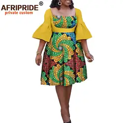 Afripride African Dresses for Women Tailor Made Lantern Sleeves Knee Length Flare Casual Dress A2225016