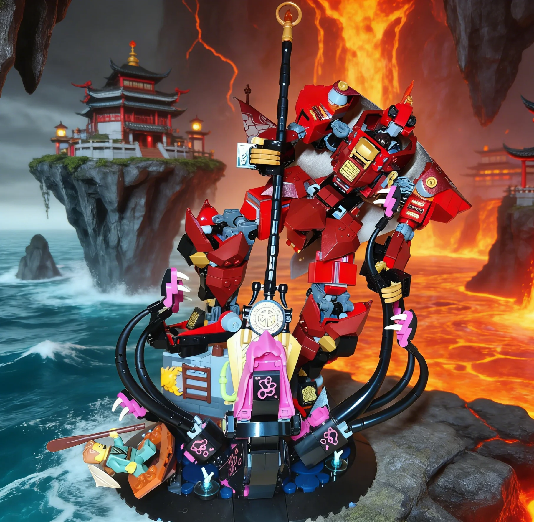 

Новинка, 996 шт., рыцарь с пламенем, меха, украшение для дома в сборе, 71846, модель персонажа Mecha, украшение для рабочего стола, дисплей, рождественские подарки