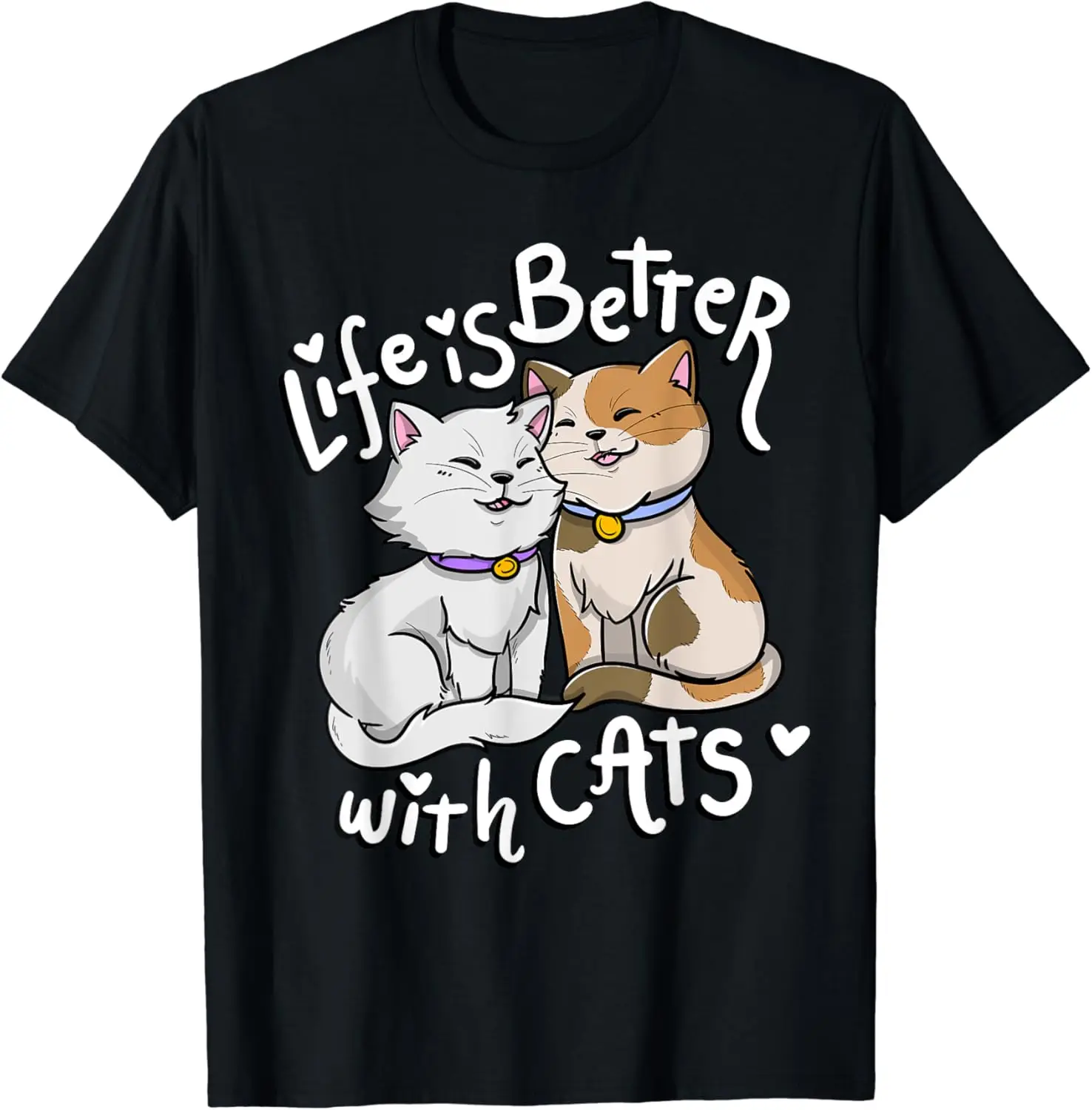 Valentine's Cat Lover Life Is Better With Cats mother's day T-Shirt Men Women Clothes Oversized Cotton Tees