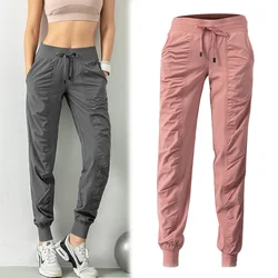 Pantalones cortos de secado rápido para correr para mujer, pantalón de chándal con dos bolsillos laterales, delgado, para primavera y verano, 2023