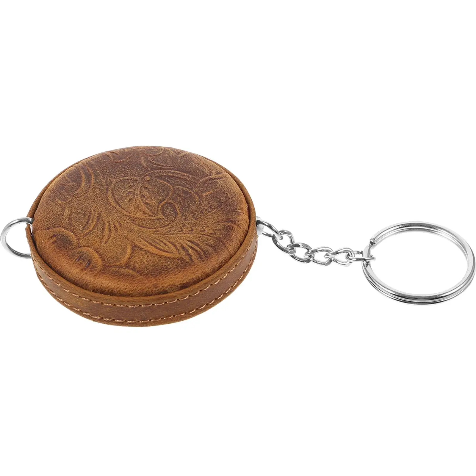 

Portable 1.5m Mini Retractable Tape Measure Round Cowhide Keychain Vintage Measuring Tool Lightweight Travel Outdoor
