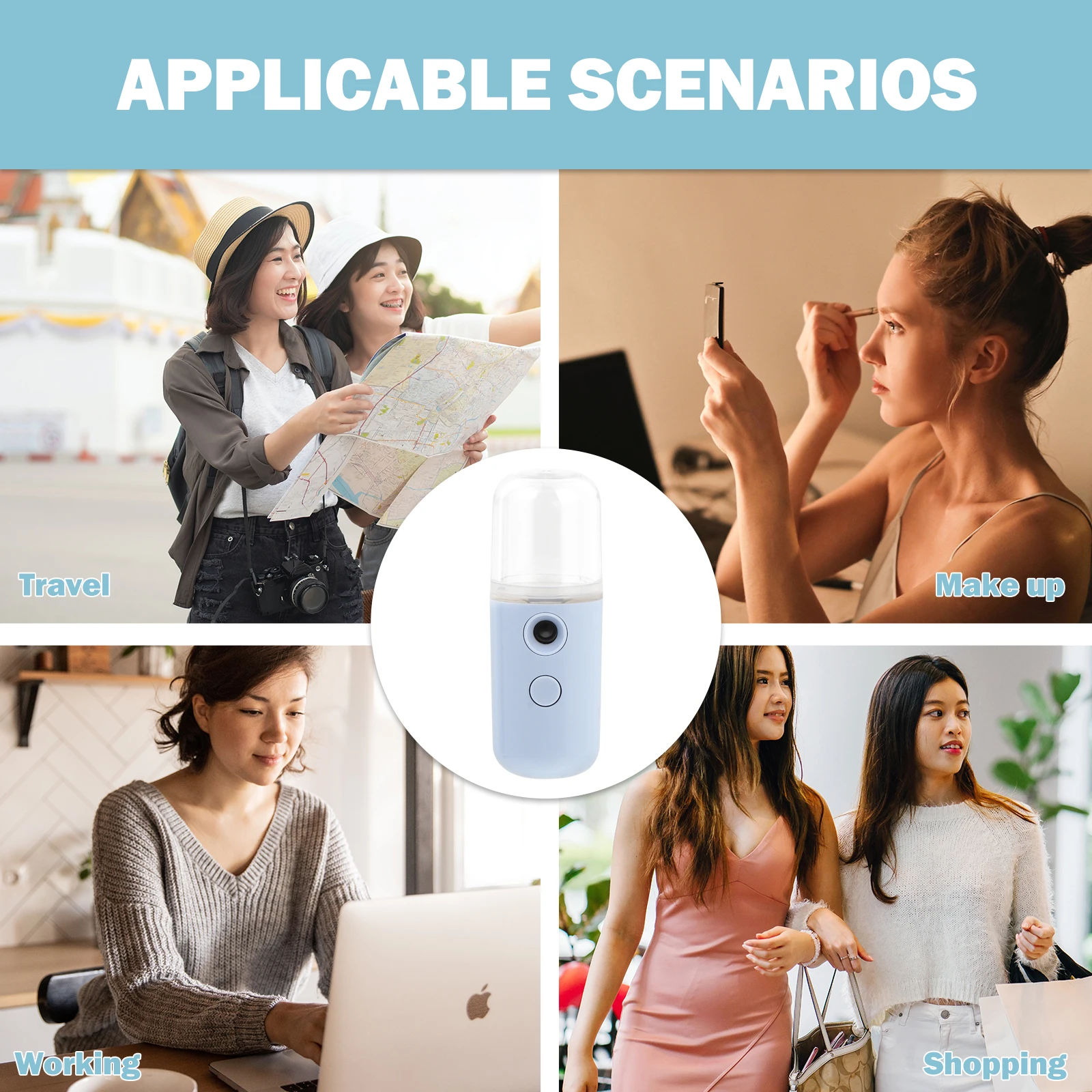 

4 Pcs Hydrating Instrument Facial Steamer Mist Sprayer Apparatus Spa Face Care Cleaning Hair Portable Humidifier