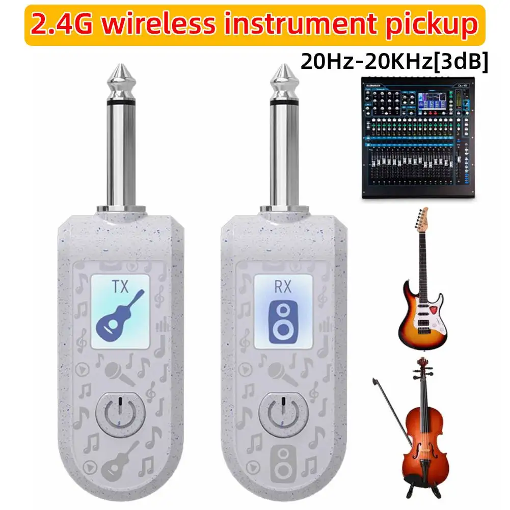 2.4G الغيتار اللاسلكي جهاز ريسيفر استقبال وإرسال الصوت مع صوت دقيق قابلة للشحن نظام الغيتار الرقمي للآلات الكهربائية