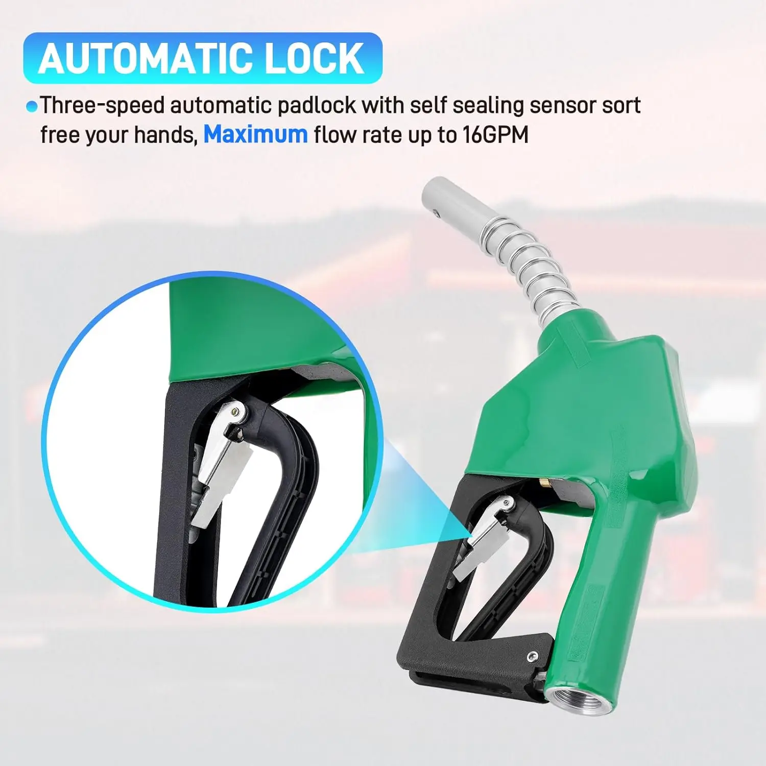 Pistolen-Betankungsmaschine, automatische Abschaltung, Kraftstoff, Benzin/Diesel-Betankungspistole, Betankungsdüse aus Aluminiumlegierung für Garage/Gasstation