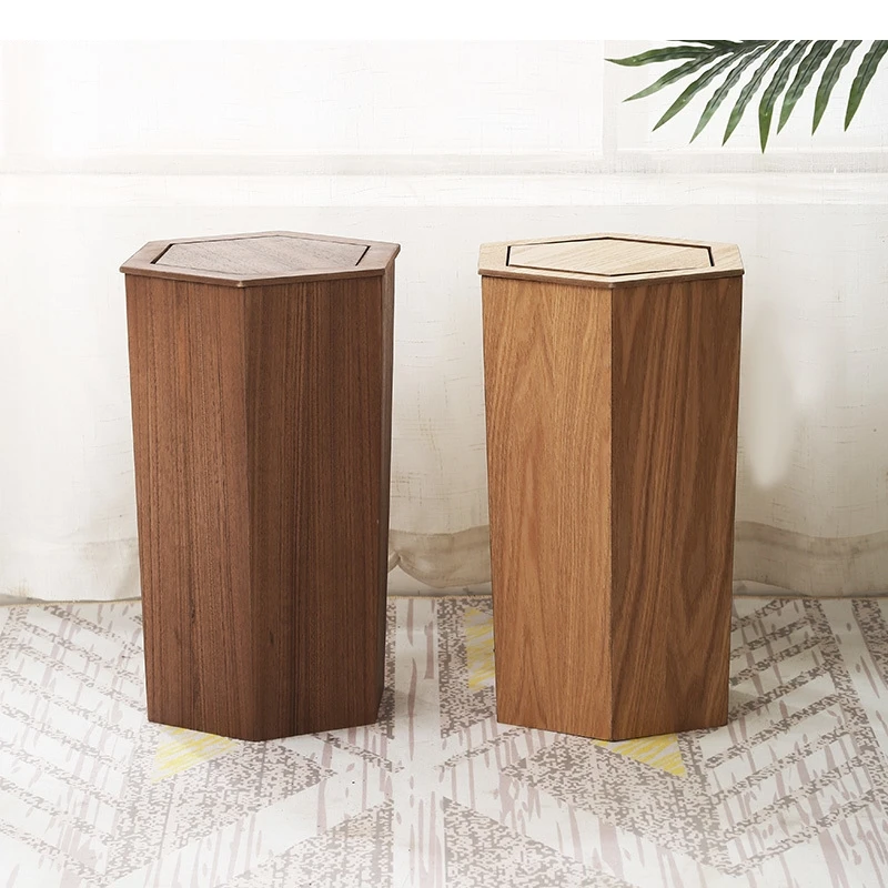 

Шестигранная деревянная кухонная корзина для мусора, ресторан, отель, банка для домашнего офиса, мусорные принадлежности в деревенском стиле