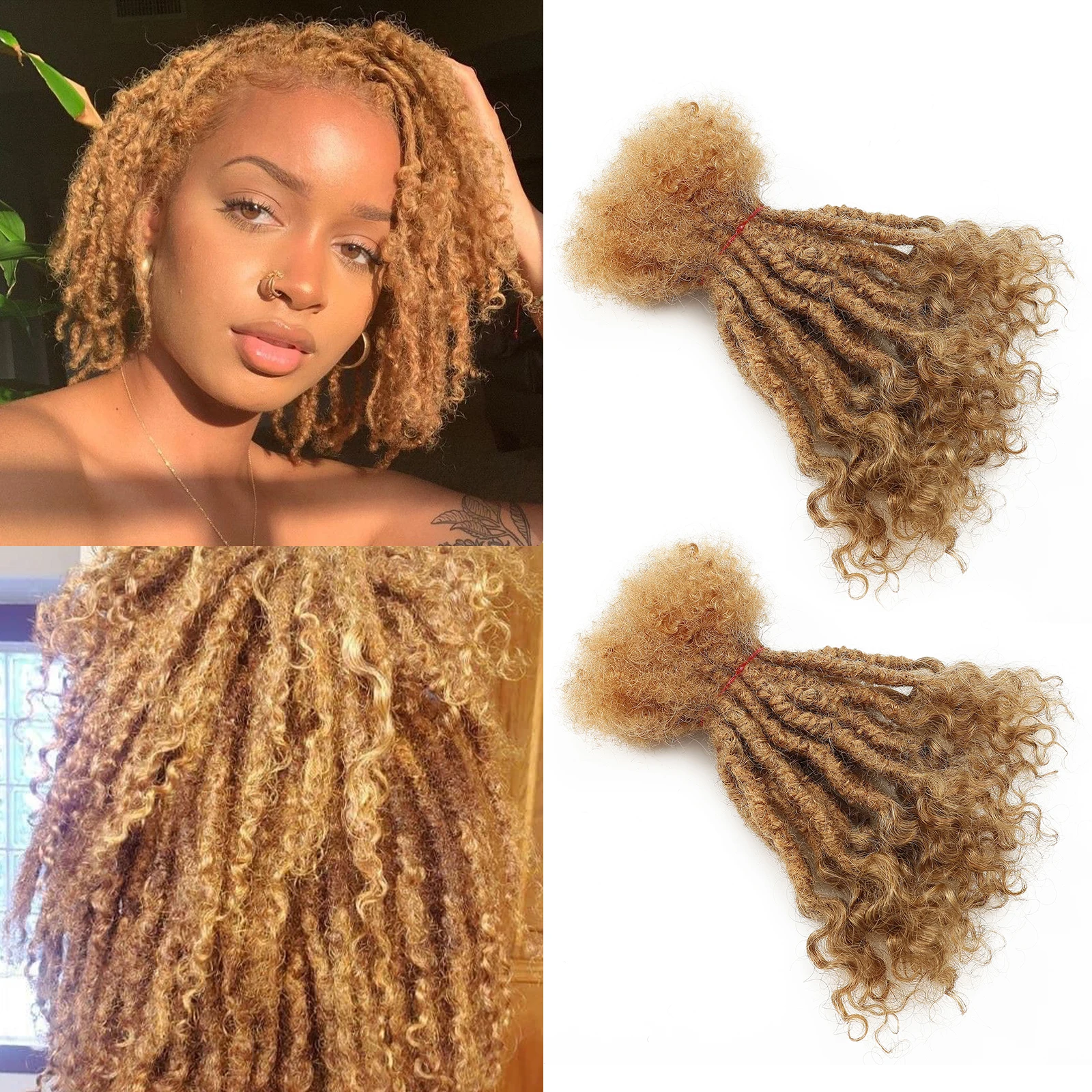 

20 Strs/Pack 6-30inch 27# 0.6cm Thickness 20strands Per Pack Boho Dreadlocks Curly End Lisa Locs Extensions for Goddess