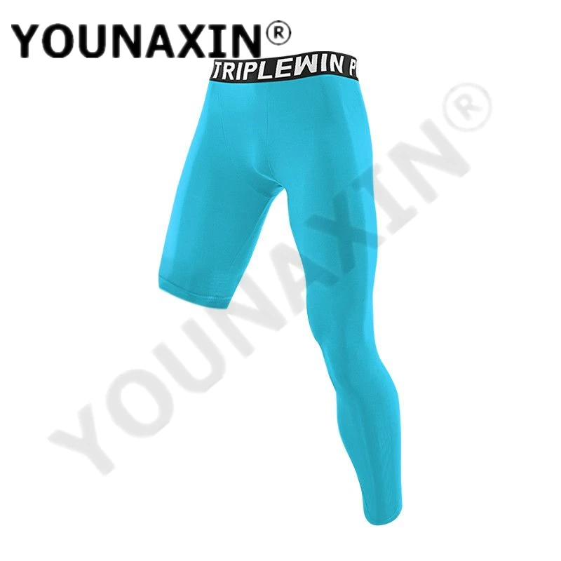 Pantalones deportivos ajustados para hombre, mallas de una pierna para correr, baloncesto, fútbol, Yoga, Fitness