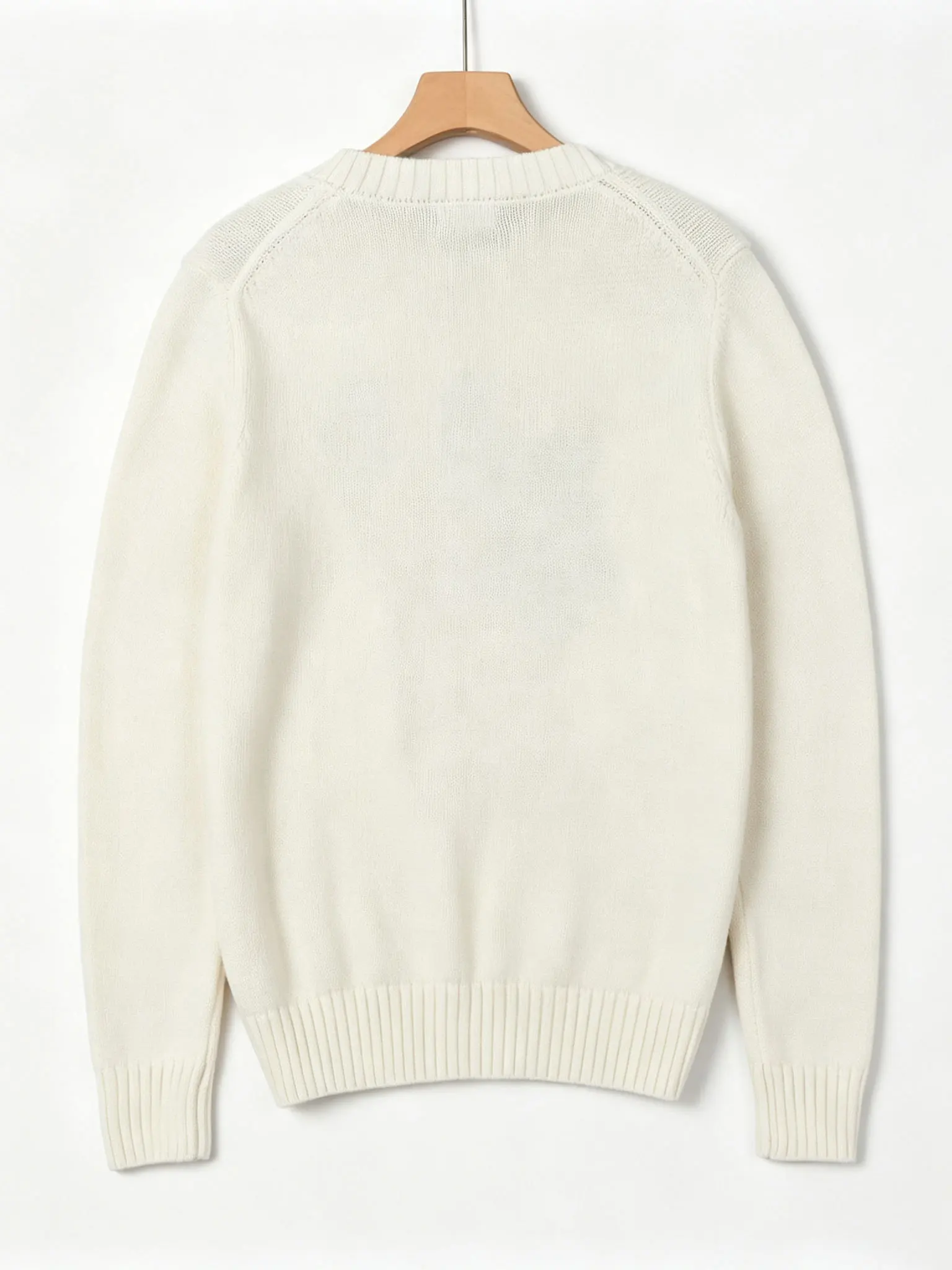 American Style Women's Knitted Long Sleeve Sweater Thick Needle Cotton Thread Embroidery Cartoon Bear Casual round Neck Sweater