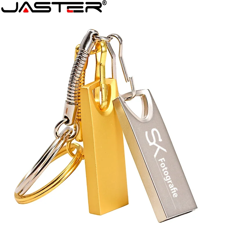 

JASTER Gold Pendrive 128GB High Speed USB Flash Drive 64GB Free Custom Logo Memory Stick 32GB Portable U Disk 16GB Creative Gift