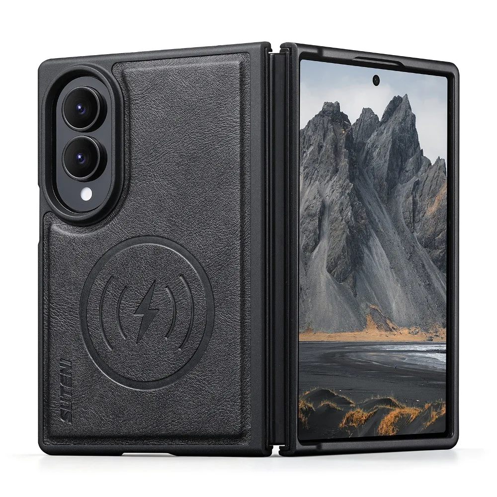 Retro Solid Color Leather Flip Phone Case for Samsung Galaxy Z Fold 8 Ultra/Z Fold7 with Back Magnetic Charging