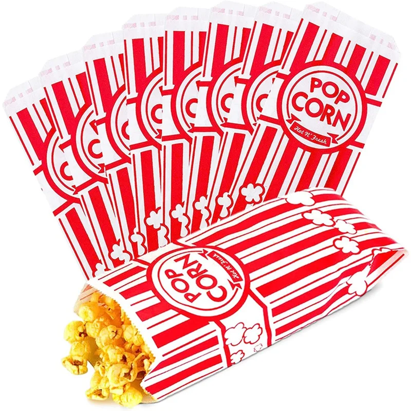 Paper Popcorn Bags Leak-Proof Grease Resistant Popcorn Bags Disposable Paper Popcorn Container For Party