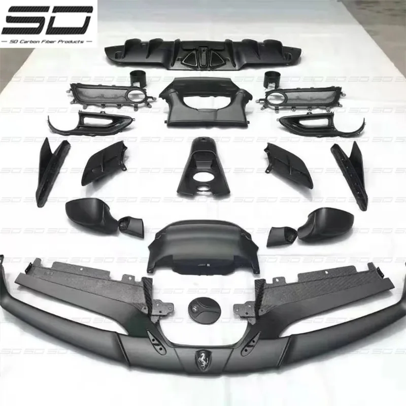 C Style Carbon Fiber Body Kit Full Set Front Lip Side Skirt Rear Diffuser For  488 GTB