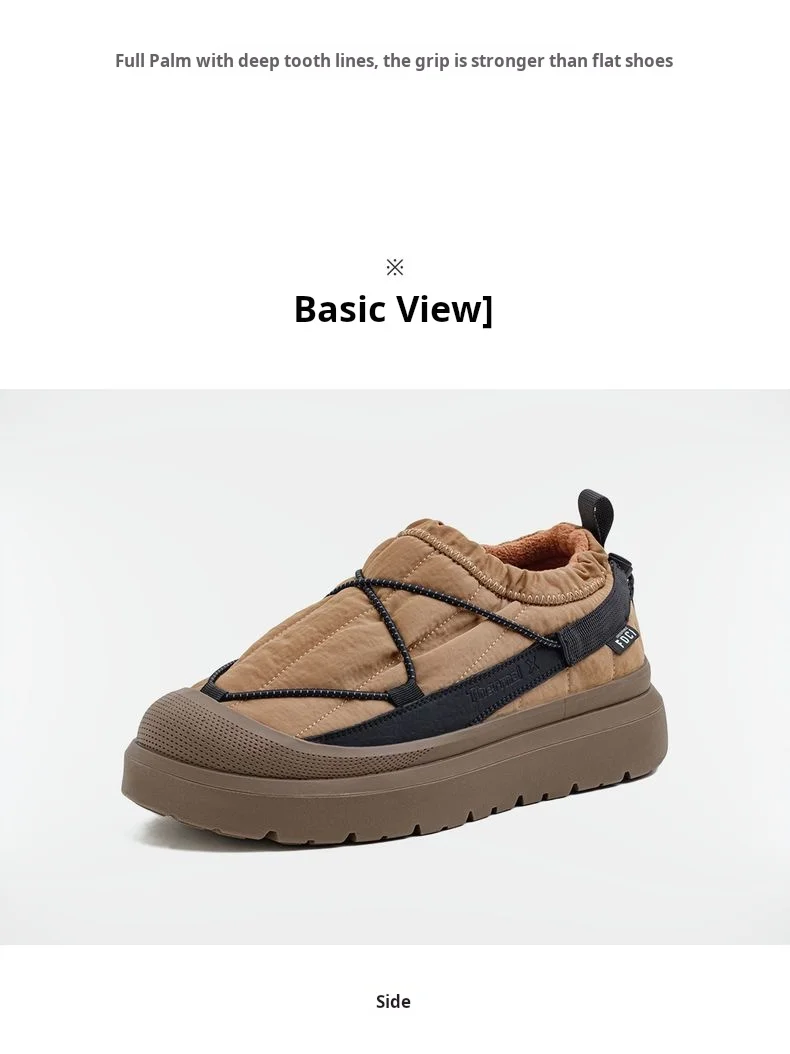 Maden Casual Men's Fleece Lining Snow Low Top Boots Non-Slip Thick Sole Shoes Winter Warm Waterproof Outdoor Camp Hiking Shoes