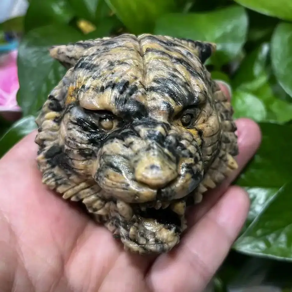 حجر اليشم جلد النمر الطبيعي ، رأس النمر ، نحت الكريستال ، تمثال حيوان ، طاقة الشفاء ، حرف أحجار كريمة ريكي ، هدية عيد الميلاد #2