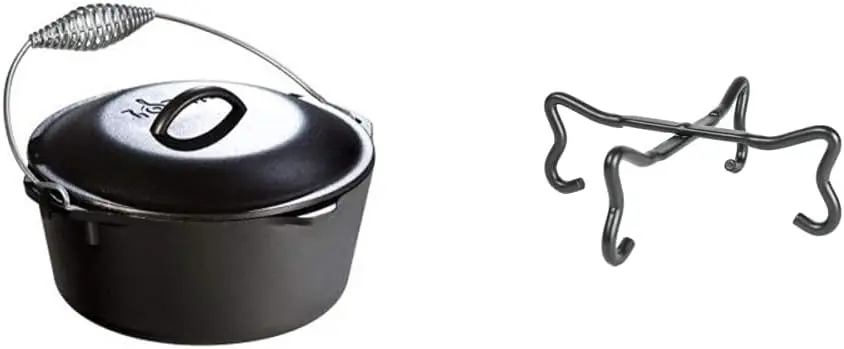 

L8DO3 Cast Iron Dutch Oven (5-Quart) and 4-in-1 Camp Dutch Oven Tool