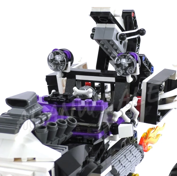 493 Stuks Schedel Truck Bewegende Kaken Enorme Rubberen Banden Nunchucks Van Lightning 9736 Bouwsteenspeelgoed Compatibel Met Model