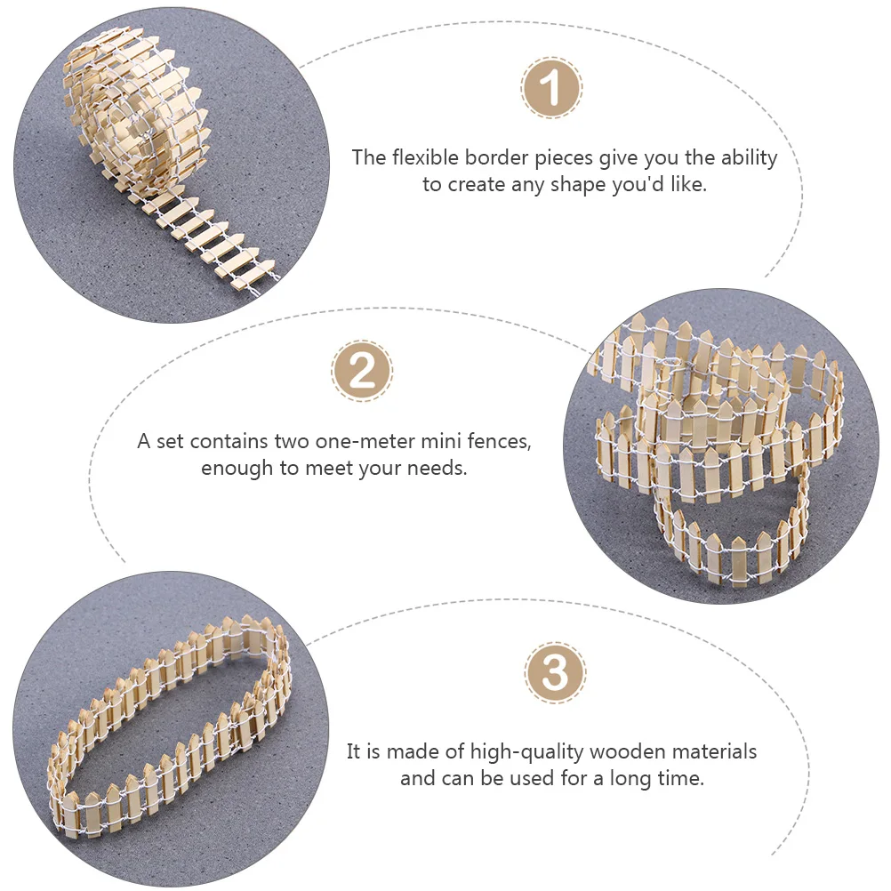 

2Pcs Miniature Fence for Gardens Plant Pots Decor Wooden Accessories Spark Childrens Imagination Garden Ornament Fence