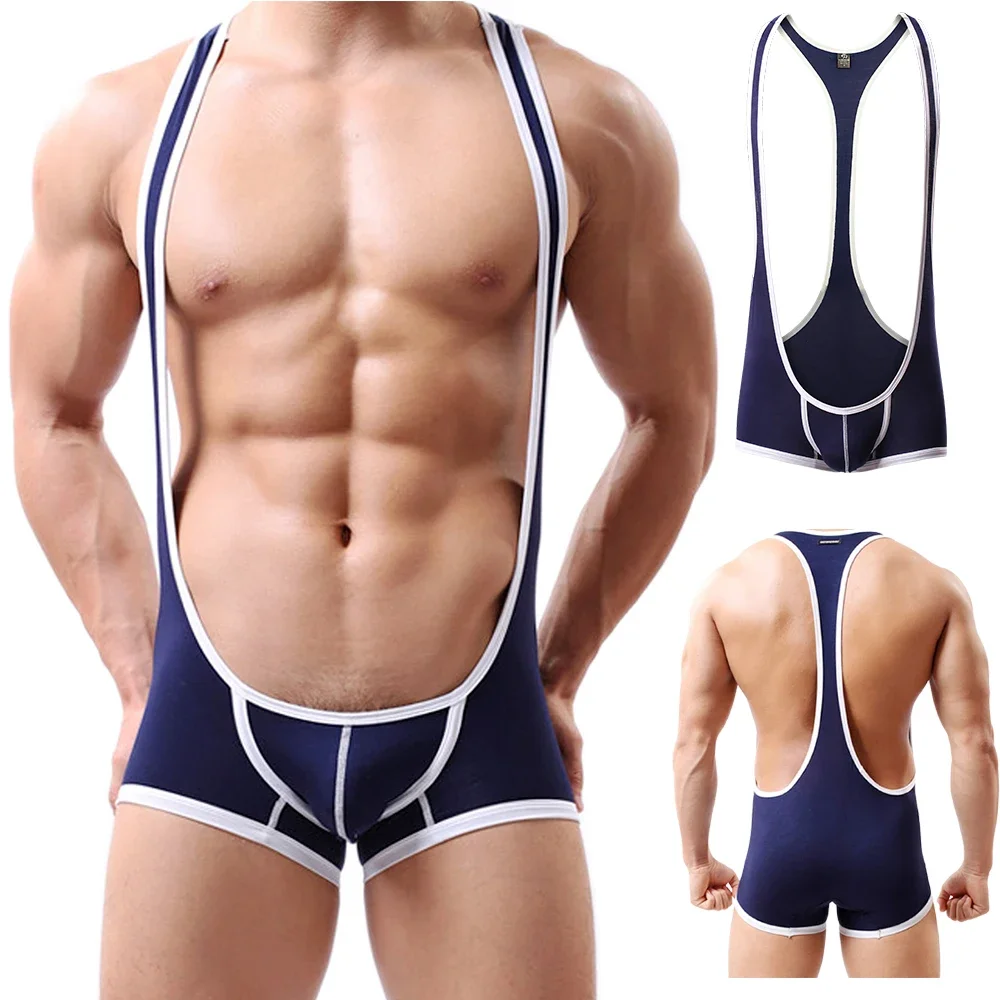 

Men Boxer Shorts Bodysuits Undershirts Underwear Sexy Jumpsuit Leotard Bodysuit Wrestling Singlet Bugle Pouch Fitness Sportswear