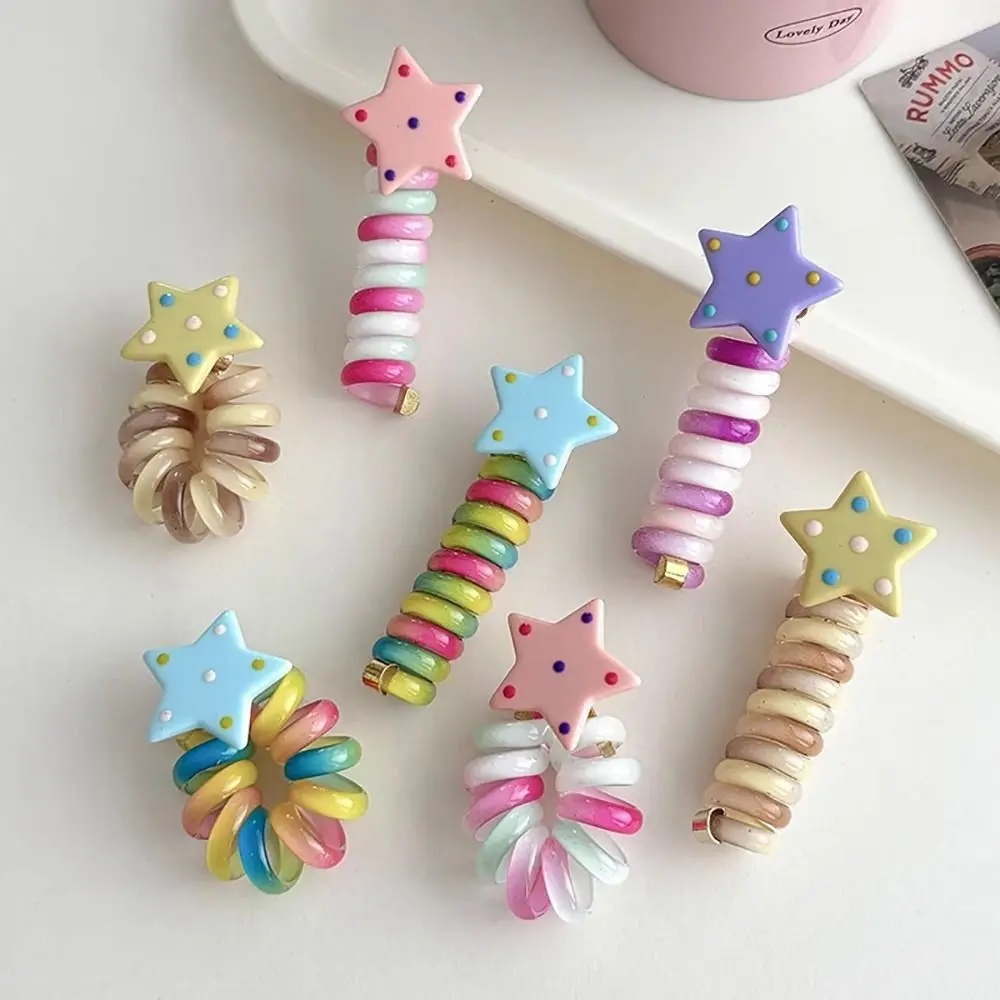 

Cartoon Rubber Spiral Hair Rope Spiral Coil Hair Accessories Telephone Line Hair Loop Ponytail Head Rope