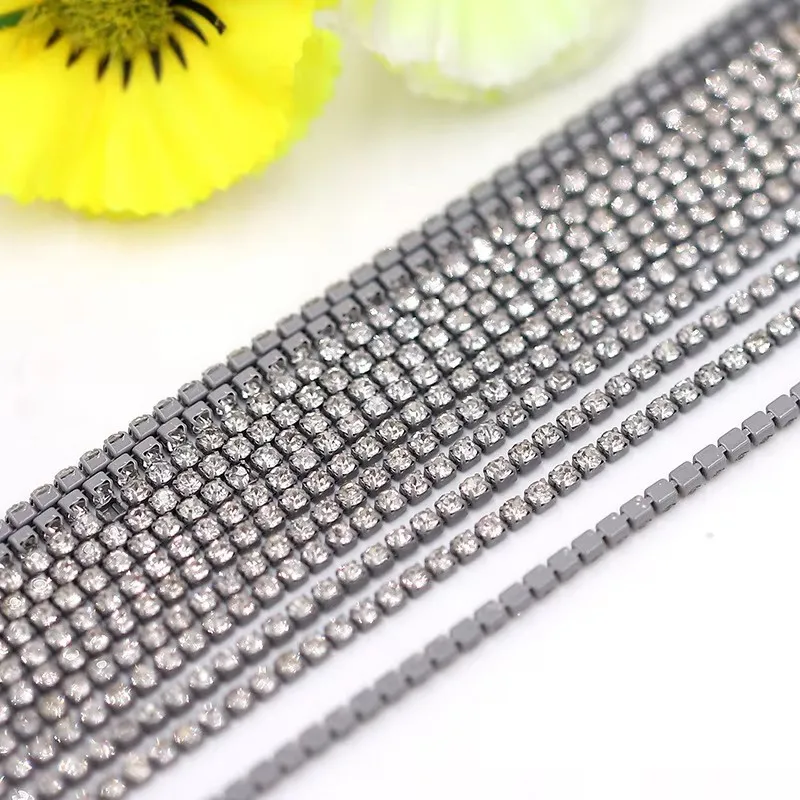 1 Yard Full White Gray Claw Rhinestone SS6 ss12 Crystal Tassel Diy Clothes Earring Accessories Beads Diamond Rhinestone Chain