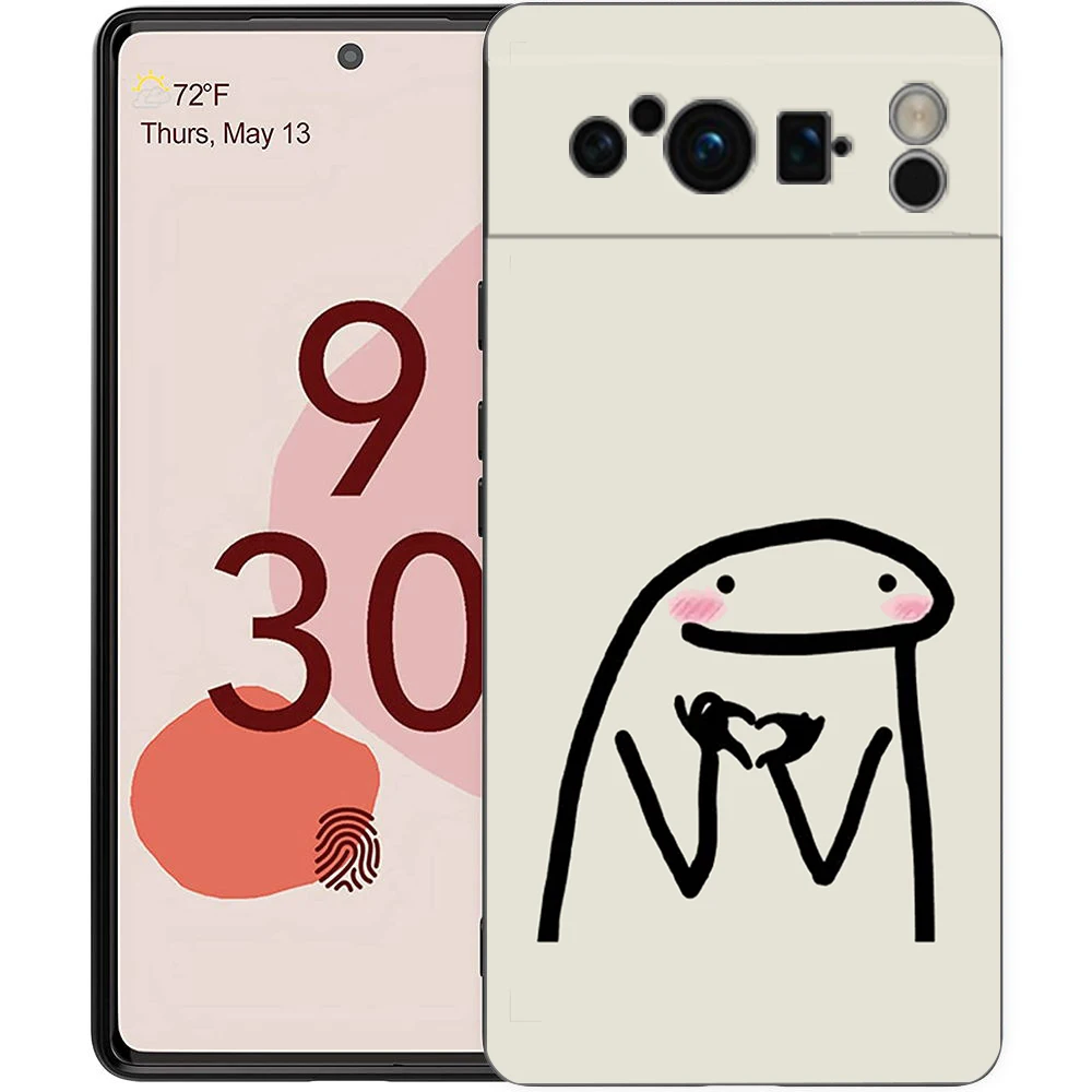 Phone Case For Google Pixel 9 8 8A 7 7A 6 Pro XL 6A 5G Black Soft Shockproof Back Cover TPU Shell Cute Cartoon Matchman