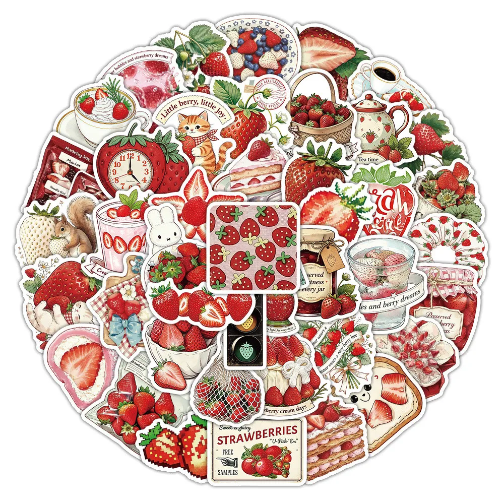 Strawberry Graffiti Sticker Pack 50 Sheets, Waterproof Stickers, Perfect for Water Bottle, Notebook RecordingYourLife Store