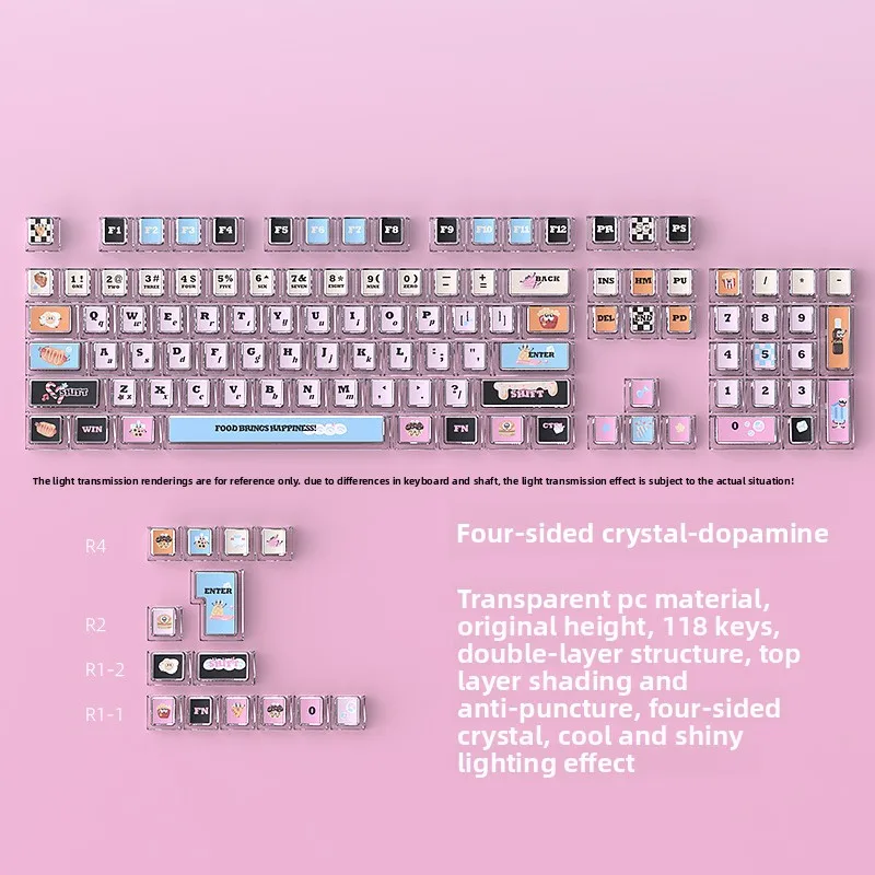 

KUXM Dopamine Crystal Mechanical Keycaps Original Height 118-Key Full Transparent Set