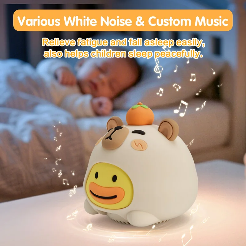 آلة صوت الطفل، 20 صوتًا مهدئًا باللون الأبيض للنوم، ضوء ليلي قابل لإعادة الشحن مع مكبر صوت، 4 مستويات سطوع ريمو #6