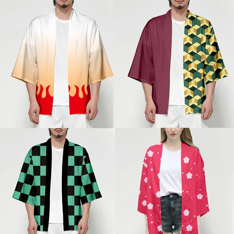 Anime Demon Slayer Costume Cosplay Kimetsu No Yaiba Kimono mantello Kamado Nezuko Tanjirou Zenitsu Shinobu Halloween Adult Kids Rob