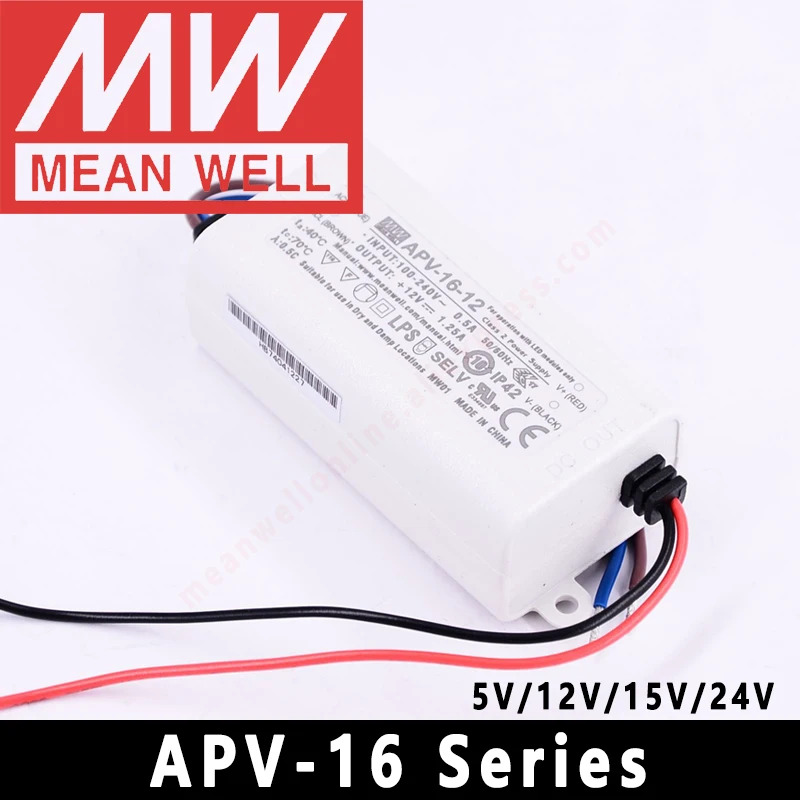 Sterownik LED Meanwell APV-16 serii 5v/12v/15v/24v meanwel transformator LED IP42 zasilacz LED Adapter stałe napięcie