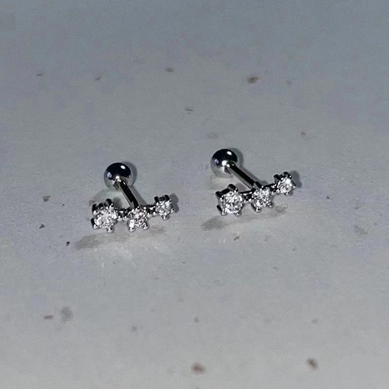 1Pair Fashion Star Zircon Ear Studs Earrings For Women Cartilage Helix Ear Bone Nail Sweet Cool Piercing Ear Jewelry Gift