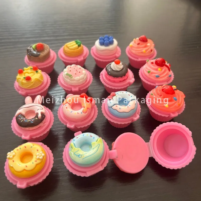 

50Pcs Mini Cute Colorful Christmas Cosmetic Cup Cake Plastic Case Jar Fancy Lip Balm Scrub Container Packaging 3g for Kids