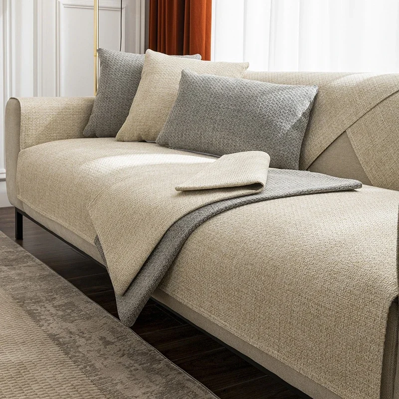 Modern High End Light Luxury Solid Color Sofa Pad, Non-slip Elegant Comfortable Couch Mat for Home Indoor Decor