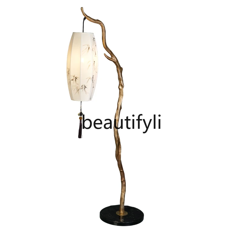 

Chinese Zen all copper floor, tea room sofa, bedroom bedside table, vertical, atmosphere, decoration